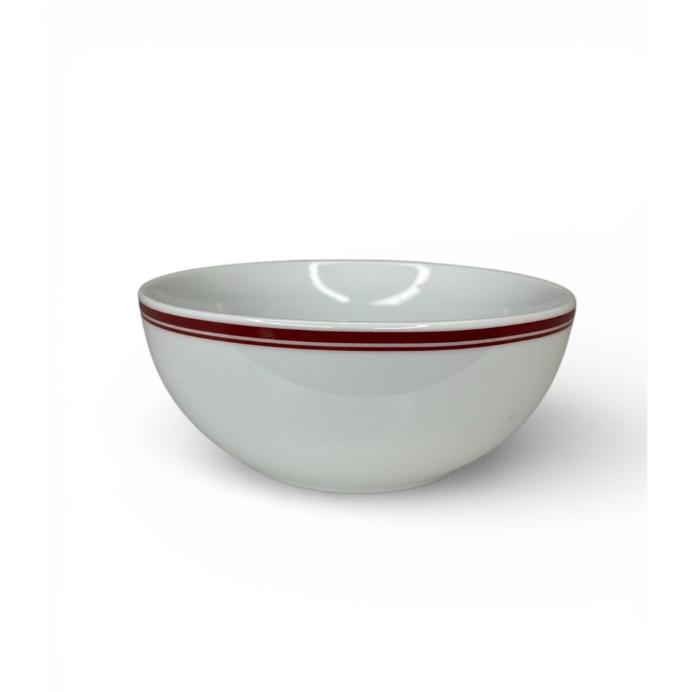 Williams Sonoma OPEN KITCHEN Red Bistro Cereal Bowl Red Band Stripe Discontinued